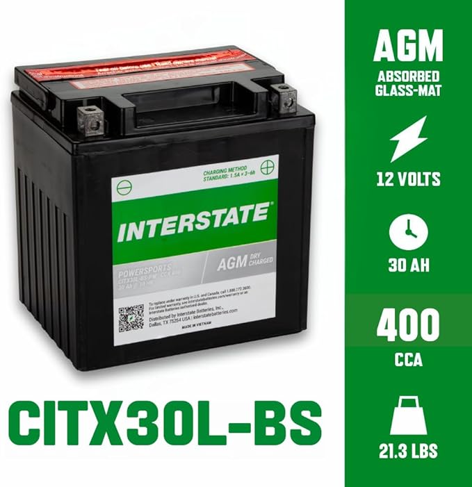 Interstate Batteries YIX30L-BS 12V 30Ah Powersports Battery 400CCA - Image 3