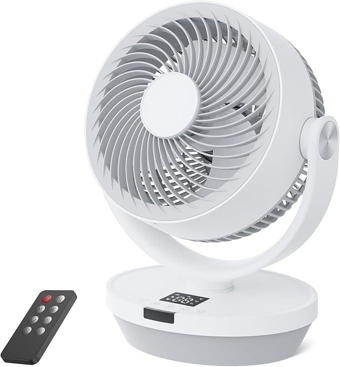 Fan for Bedroom, 120°Vertical Manual +90°Oscillating Desk fan, 60ft Powerful by PNTCK