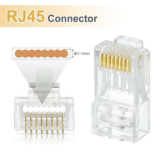 MECCANIXITY 60pcs Cat6 RJ45 Pass Through Connectors, RJ45 Connector 8P8C Gold - Image 4