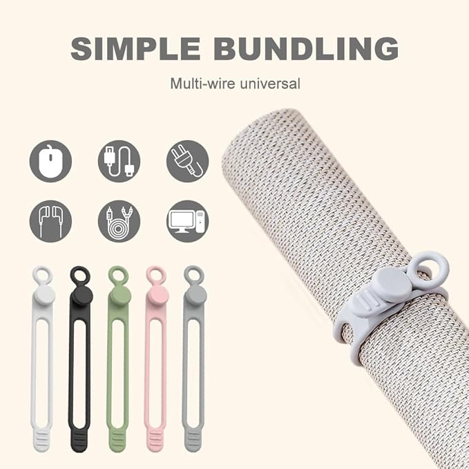 20pcs Data Cable Organizer, 2025 New Silicone Cable Ties Cable Management - Image 5