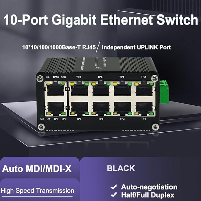 10-Port Gigabit Ethernet Switch, Industrial Design - Image 3
