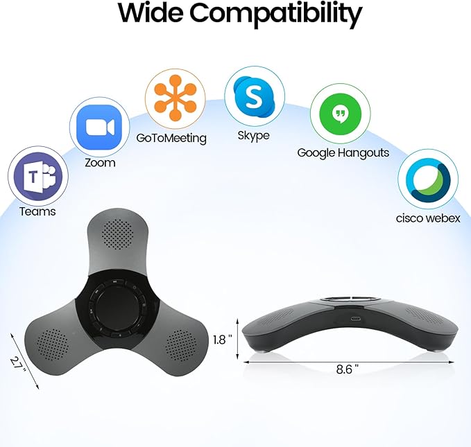 Conference Speaker with Microphone 360°Voice Pickup USB-C Speakerphone Home - Image 7