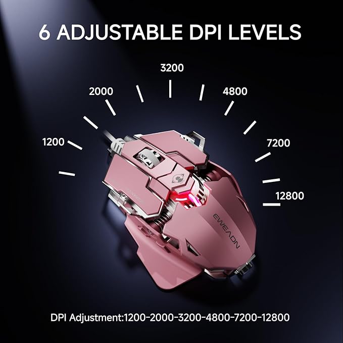 EWEADN G5 Wired Gaming Mouse, Ergonomic RGB Computer Mouse, 12800 Adjustable DPI - Image 4
