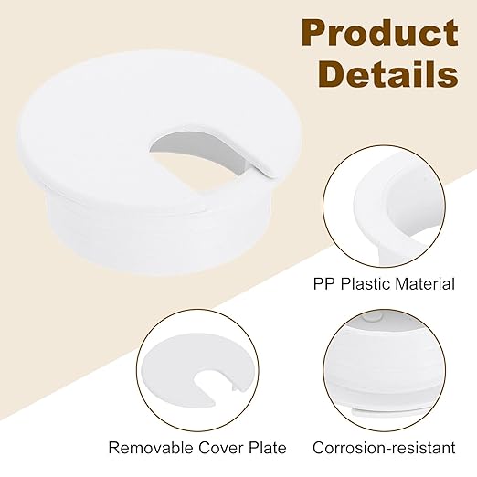 uxcell 8 Pcs 35mm Desk Grommet, Plastic Cable Hole Cover, Wire Cord Cable - Image 3