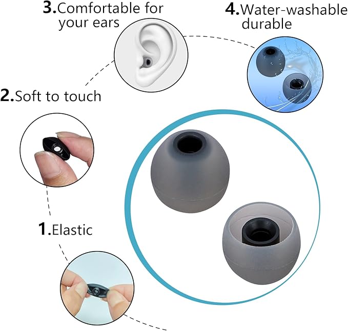 Earbud Tips Soft Anti Slip Washable Reusable Silicone Fit Most In-Ear Earbuds - Image 5