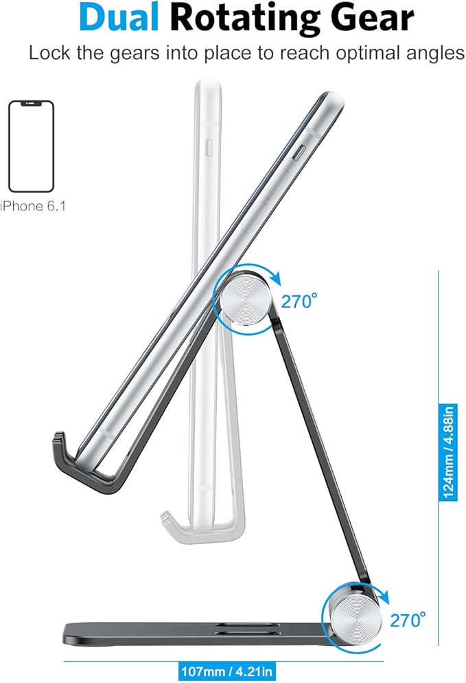 OMOTON Foldable Cell Phone Stand, C4 Portable Aluminum Phone Holder, Adjustable - Image 8
