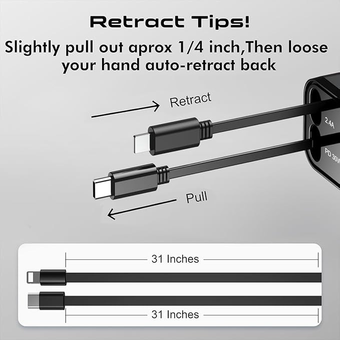 4 in 1 Retractable Car Charger, 69W Car Charger USB C, Cigarette Lighter Adapter - Image 5