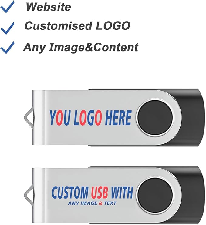 Personalized Flash Drives 128GB, Wooolken Customizable USB 2.0 Thumb Drives - Image 2