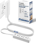 Saker Outlet Concealer Power Strip, 8ft Ultra-Thin Extension Cord by Saker