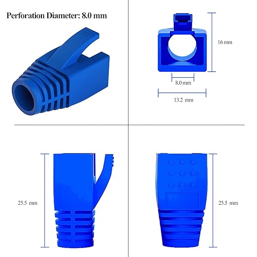 50-Pack RJ45 Boot Cover, Cat6A Cat7 Ethernet Network Cable Strain Relief Boot - Image 2