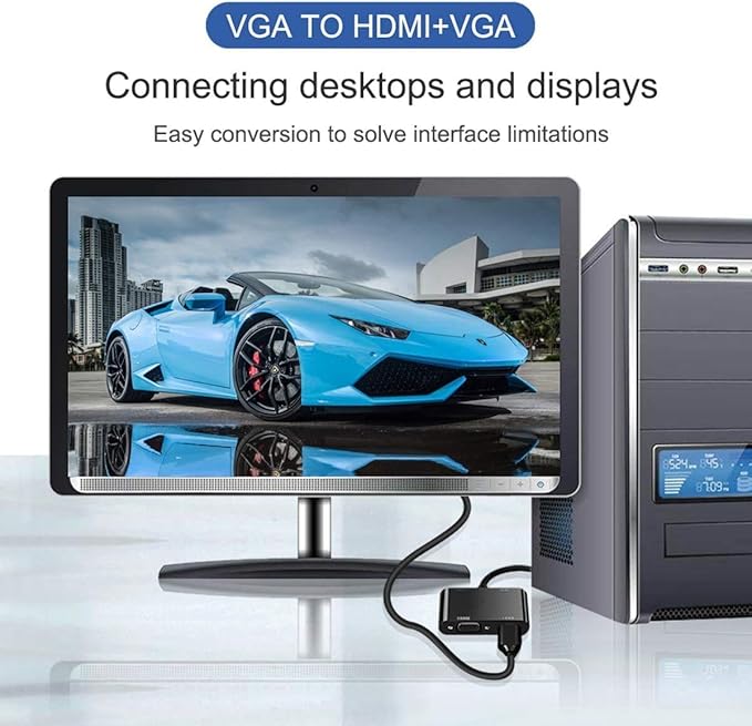 VGA to HDMI VGA Audio Video Cable Adapter Converter Splitter - Image 6