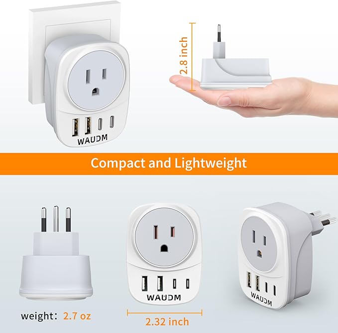 2 Pack Italy Travel Power Adapter, Italy Travel Plug Adapter - Image 4