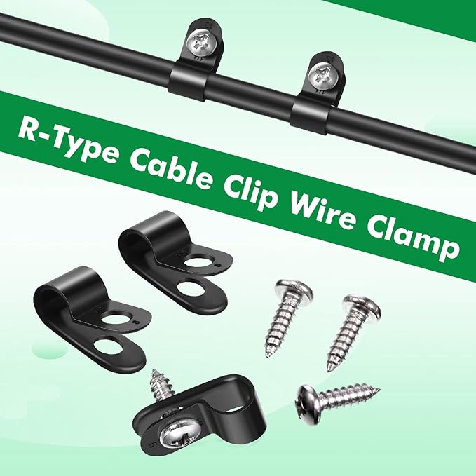 Hicarer 50 Pack R-Type Cable Clip Wire Clamp, Nylon Screw Mounting Cord - Image 2