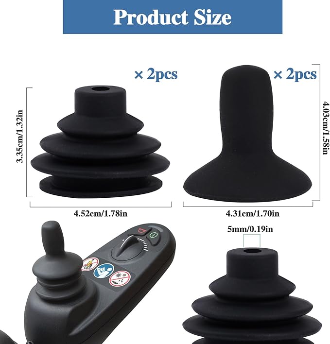 4 Pcs Wheelchair Joystick Button Cap Joystick Controller Knob and Gaiter Black - Image 3