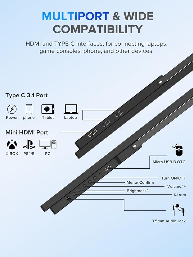 UPERFECT 22" QLED 2K Portable Monitor w/VESA & 180° Adjustable Stand, 2560×1440 - Image 7