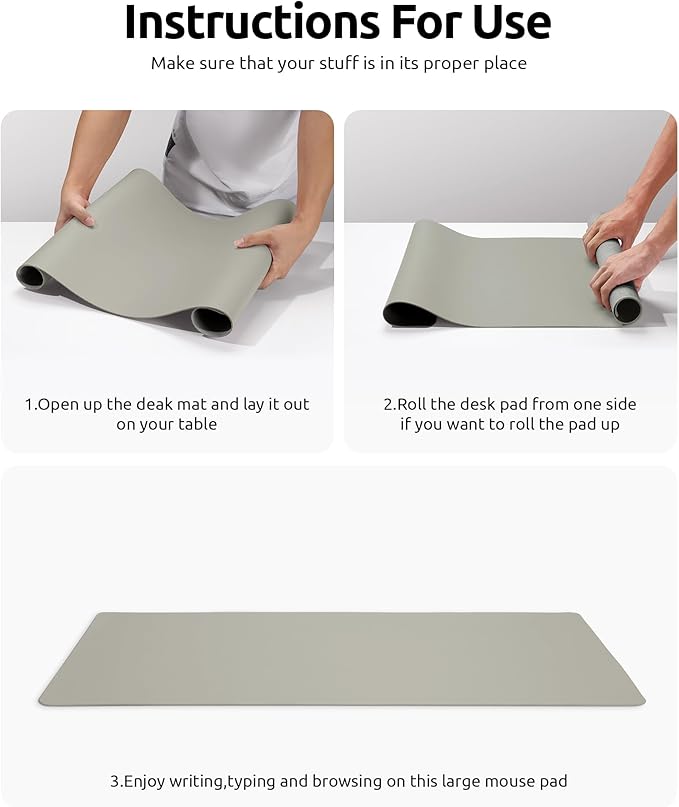 YSAGi Leather Desk Protector, Office Mat, Large Mouse Mat, Non-Slip PU Leather - Image 9
