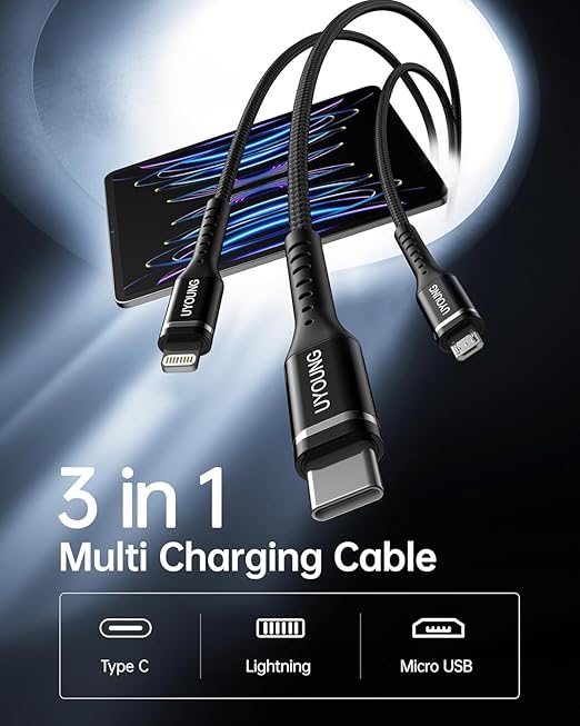 Short Multi Charging Cable 1FT 2Pack 3 in 1 Charger Cord Braided Universal - Image 2