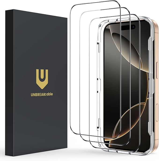 UNBREAKcable Screen Protector for iPhone 16 Pro, HD Tempered Glass Screen by UNBREAKcable