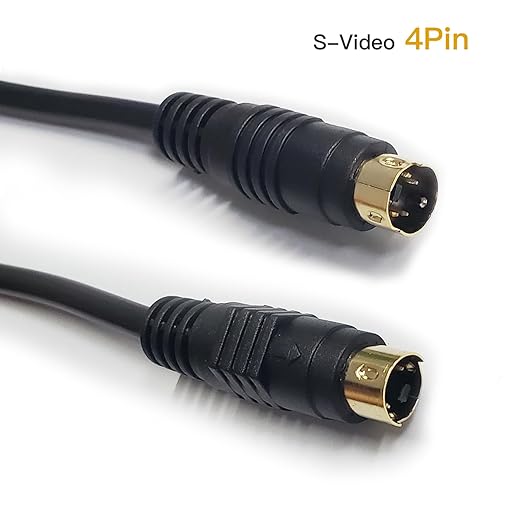 S Video Cable, S-Video Cable 4 pin Connector Male to Male Gold Plated Compatible - Image 3
