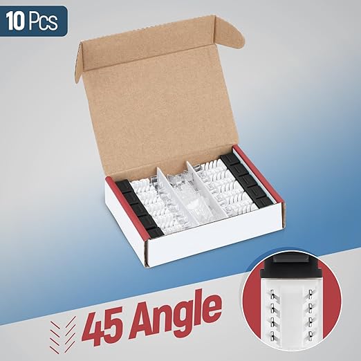 Everest 45° Angled RJ45 Cat6 Keystone Jacks 10-Pack in Black - Image 2