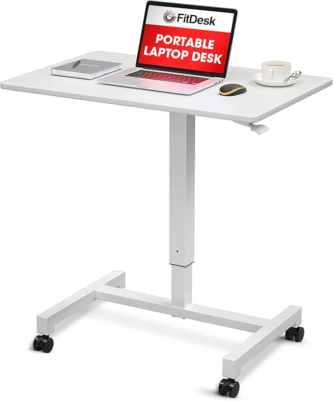 FitDesk Portable Laptop Desk, Rolling Standing Workstation Adjustable Height by FitDesk