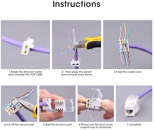 AMPCOM CAT6 Keystone Jack Tool-Less RJ45 UTP, No Punch-Down Tool Required - Image 7
