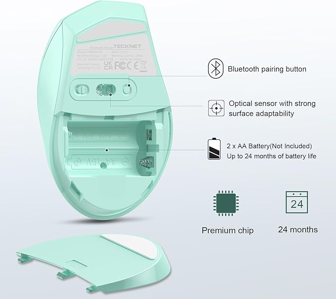 TECKNET Bluetooth Mouse, 4800 DPI Wireless Mouse, 2-Year Battery 6 Adjustable - Image 7