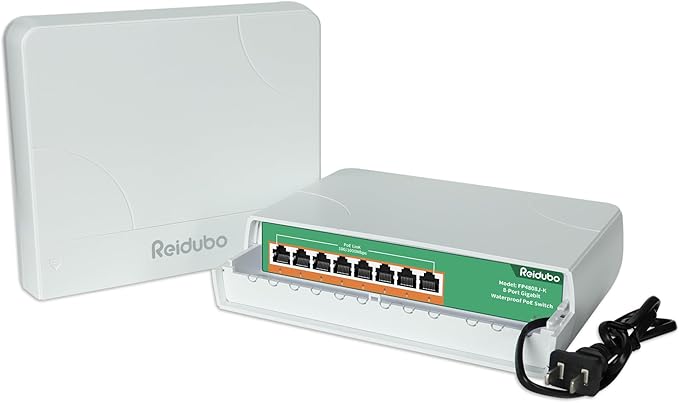 8 Port Gigabit PoE Switch Waterproof, 1000 Mbps 8 PoE+ Ports 120W, by ReiduboSecurityPoECameraSwitch
