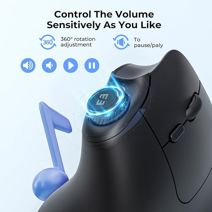 seenda Ergonomic Mouse Rechargeable, USB+Dual Bluetooth, MOU-302 Vertical - Image 4
