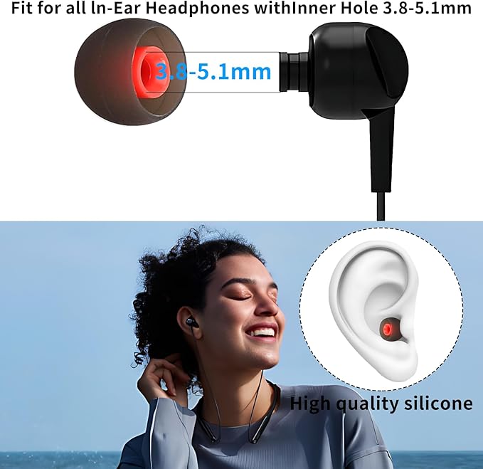 Silicone Earbud Tips Earbud Replacement Tips Eartips Fit Most in-Ear Earbuds - Image 4