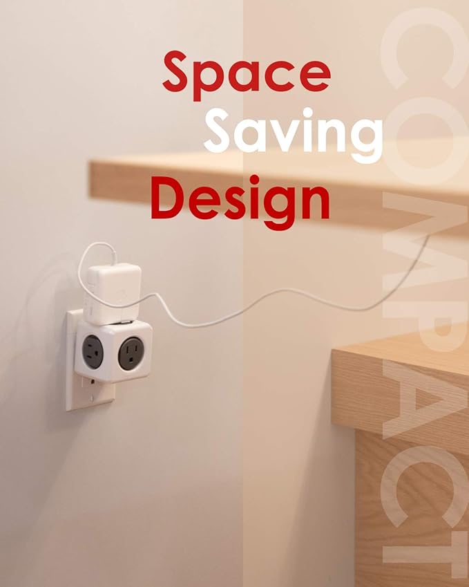 Allocacoc PowerCube Original 5 outlets, Surge Protector Wall Plug Charger - Image 6