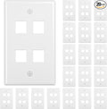 FGB 4-Port Keystone Wall Plate 20-Pack, Low-Profile Single Gang Wall Plates by FGB