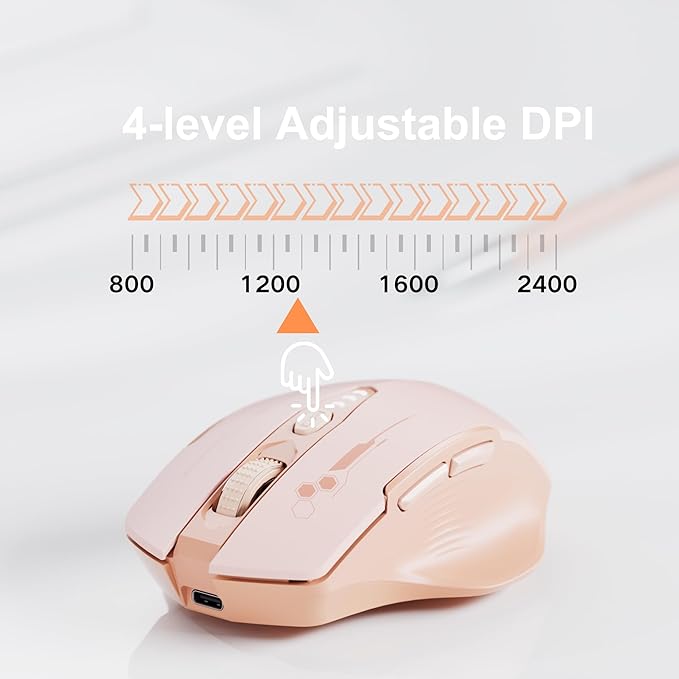 Bluetooth Mouse, Visible Battery Level, Tri-Mode Rechargeable Ergonomic Mouse - Image 4