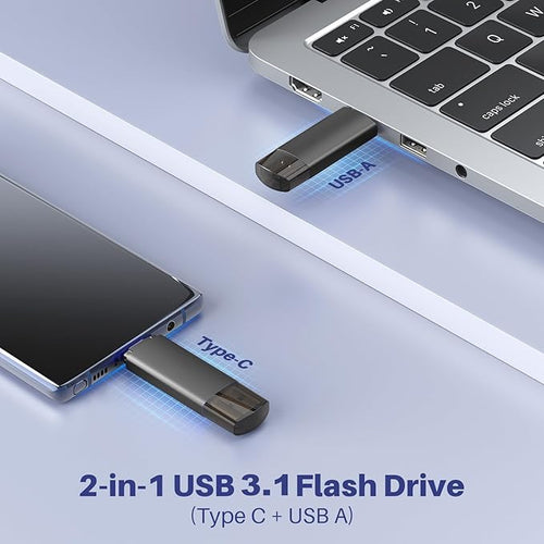 128GB USB C Flash Drive Dual USB 3.1 Flash Drive Type C + USB A Portable Type-C - Image 2