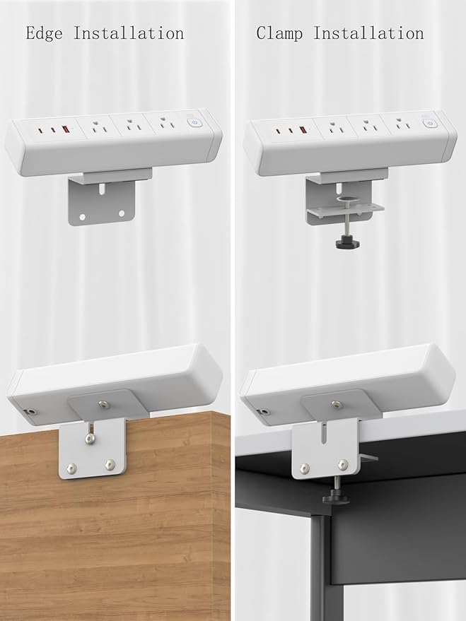 Desk Clamp Power Strip with 65W USB-C&USB A Ports 3 AC Outlet, Nightstand Edge - Image 4