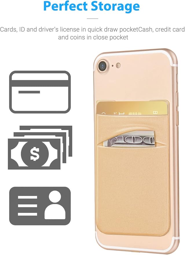 2 Pack Stick On Wallet Sleeve Cell Phone Dual Pocket Card Holder Double Pocket - Image 3