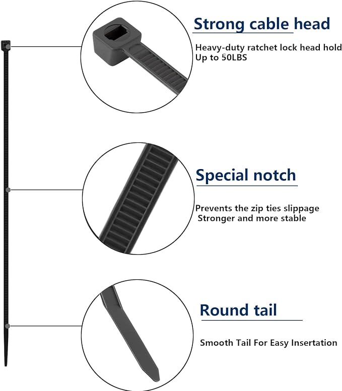 2000 PCS Zip Ties Assorted Sizes 4+6+8+10+12 Inch Self-locking Nylon Cable ties - Image 4