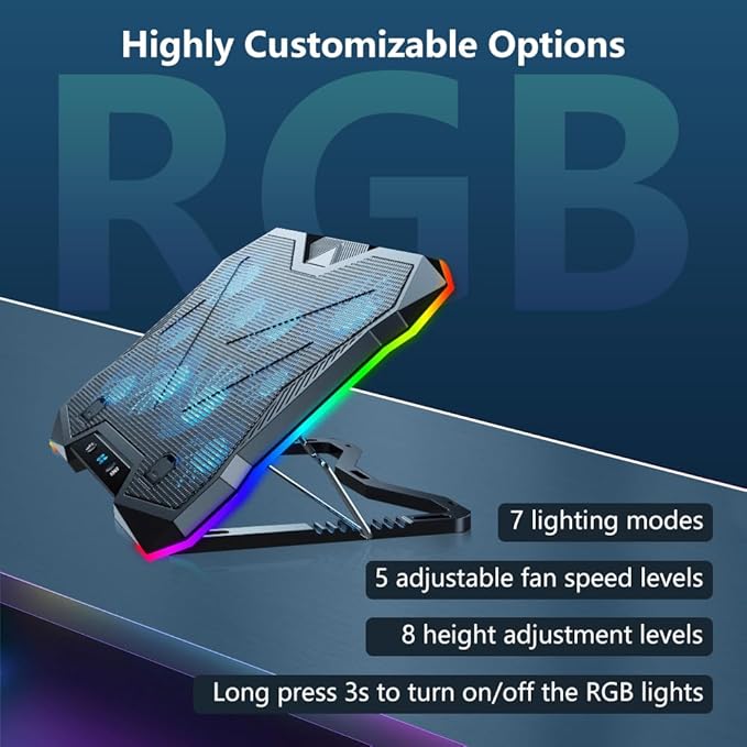 G-STORY Gaming Laptop Cooling Pad, RGB Lights Laptop Cooler - Image 8