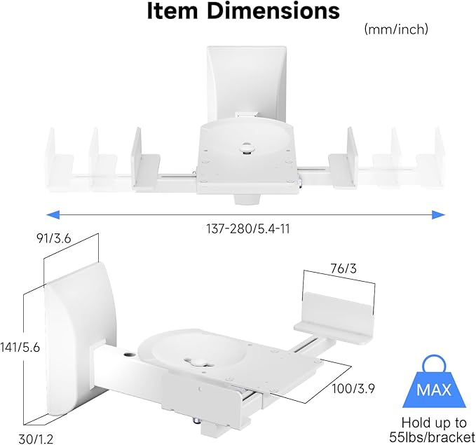 suptek Dual Side Clamping Bookshelf Speaker Wall Mounting Bracket - Image 3