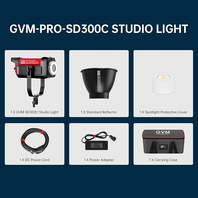 GVM 300C RGB Video Light, 300W Studio Light 2000K-10000K, 200 Lux@ 1m - Image 9