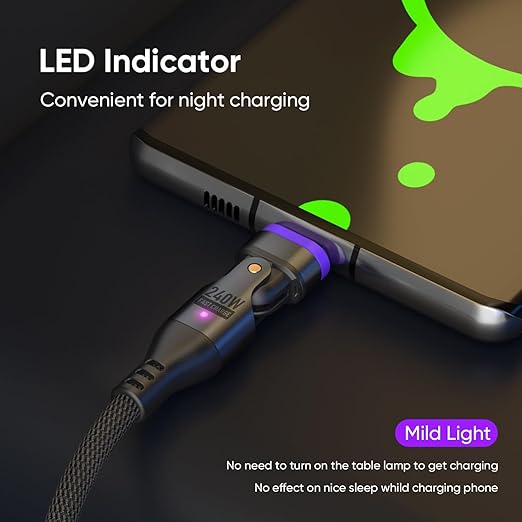 240W Magnetic Charging Cable ，180°Rotating USBC to USB C Magnetic Data Cable - Image 7
