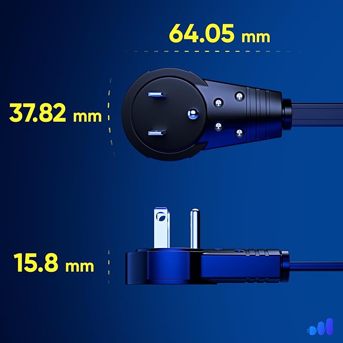 Maximm Cable 1 Ft 360° Rotating Flat Plug Extension Cord/Wire, 16 AWG Multi 3 - Image 4