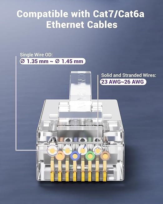 VCE RJ45 Connectors CAT7/CAT6A UL-Listed 30-Pack Non-Pass-Thru, Shielded - Image 5
