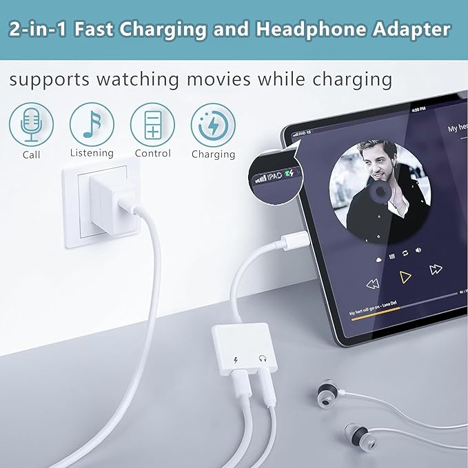 2Pack iPhone 16 15 Headphone Adapter, 2 in 1 USB C to 3.5mm Aux Audio Dongle - Image 2