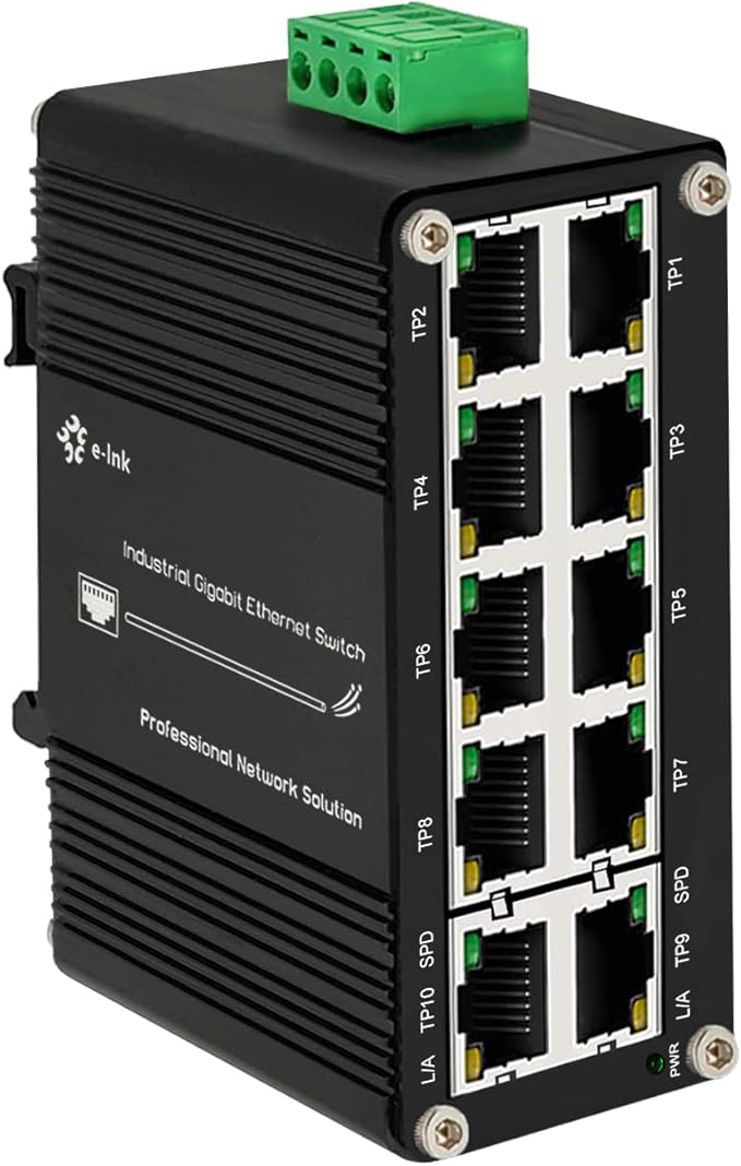 Mini Industrial Switch 10 Ports Gigabit Switch Hardened 10 Port RJ45 by Steloproad