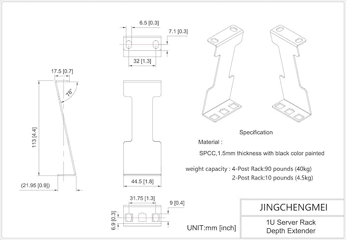 Jingchengmei 1U Server Rack Depth Extender - Image 4