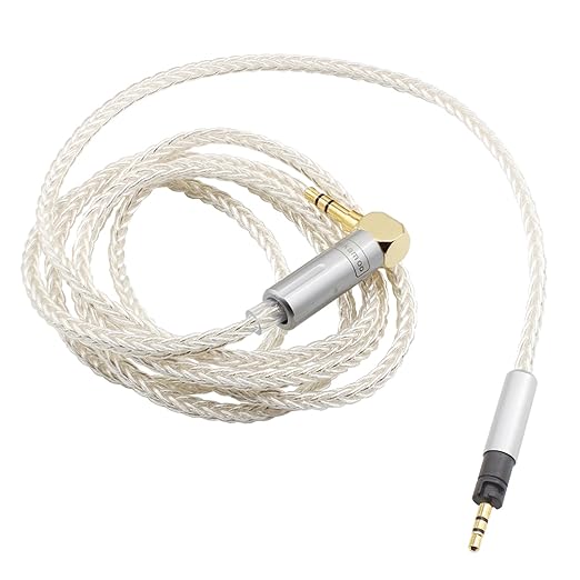 Youkamoo 3.5mm Right Angle 8 Core Silver Plated Copper Braided Replacement by Youkamoo