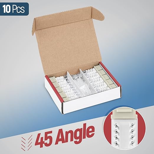 Everest 45° Angled RJ45 Cat6 Keystone Jacks 10-Pack in Ivory - Image 2