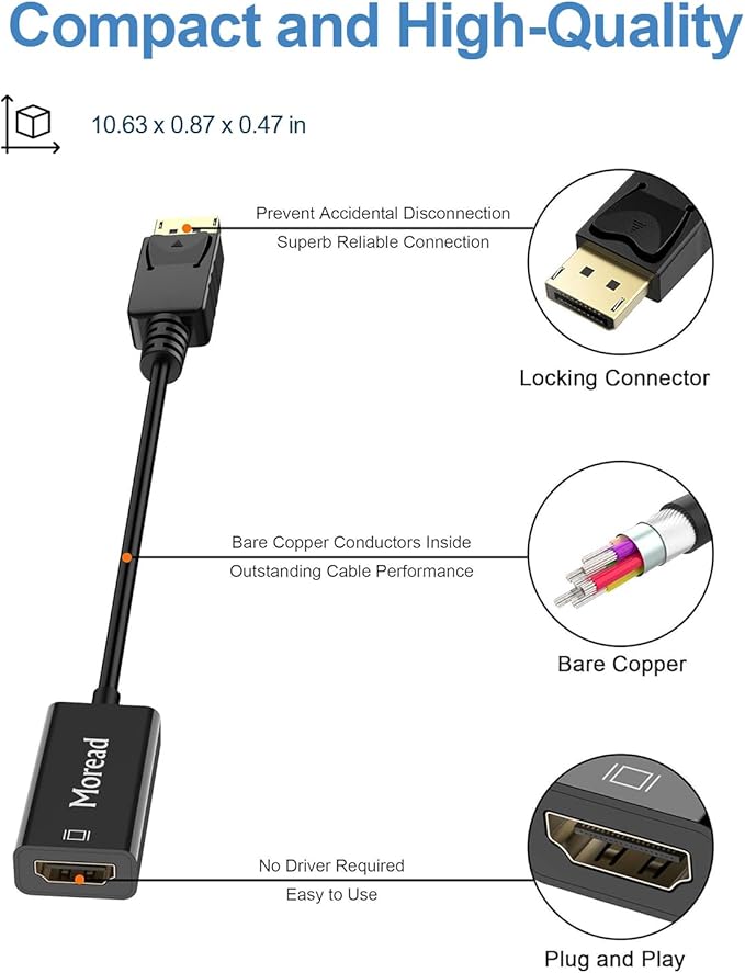 4K DisplayPort to HDMI Adapter, 5 Pack, Uni-Directional Gold-Plated Display - Image 4