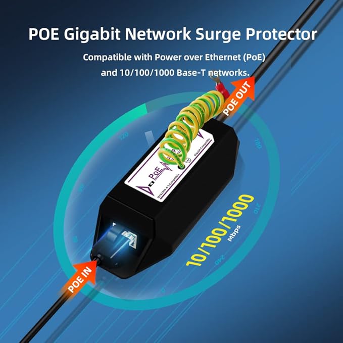Gigabit PoE+ Ethernet Surge Protector 10KV Lightning Suppressor LAN Network - Image 3